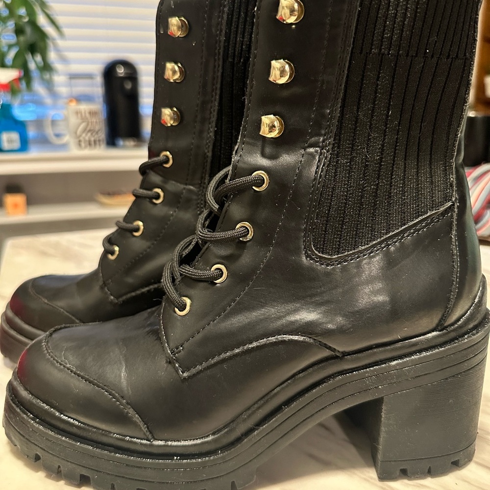 Black Lace-Up Ankle Boots